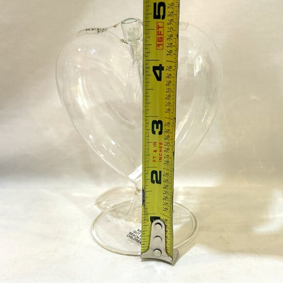 Vintage Lamplight Farms Hand Blown Heart Shape Clear Glass Oil Candle - Picture 2 of 5